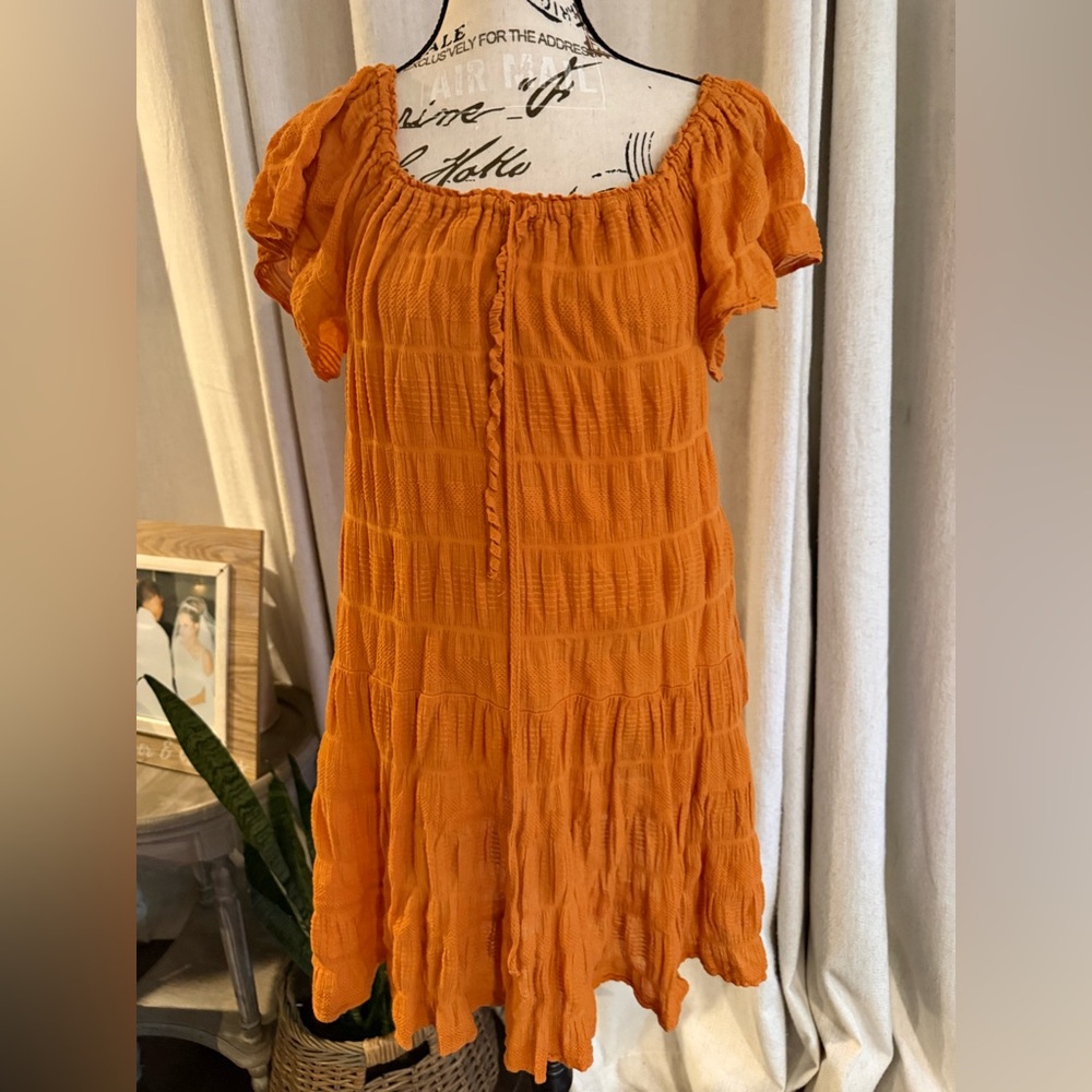 Max Studio Orange Ruffled Mini Dress